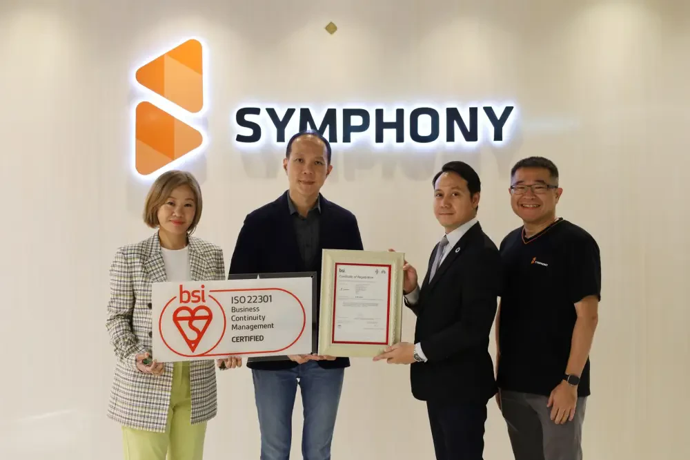 SYMPHONY COMMUNICATION ได้รับใบรับรองมาตรฐาน ISO 22301 BCMS